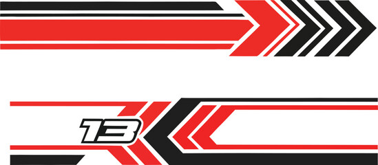 Racing stripe vehicle sticker performance car design customization in red black white vector.