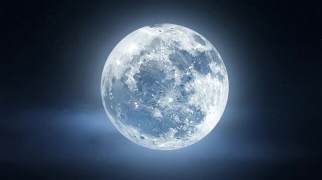 Round moon with detailed surface texture against dark background. Moon creates mysterious nighttime scene, celestial body shines brightly and reflects light.