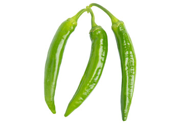 Green banana pepper front view, PNG, isolated on transparent Background