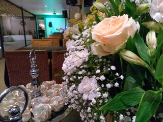 wedding bouquet in a glass vase