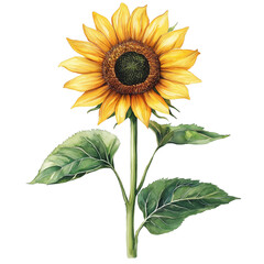 Fototapeta premium Yellow Sunflower Isolated on Transparent Background. Sunflower Bloom Isolated on Transparent Background