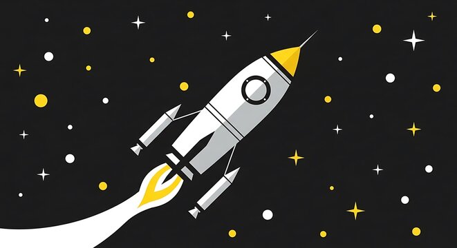 Cartoon Rocket Launch.