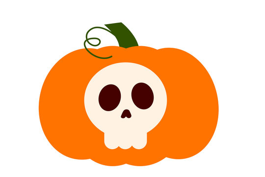 Cartoon pumpkin with a spooky skull face design. Fun and creepy Halloween illustration, perfect for decorations, party invites, and seasonal projects. High resolution PNG with transparent background