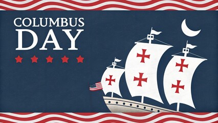 Celebrate Columbus Day with patriotic flair featuring vintage ships, stars, and stripes, perfect for event promotions, educational resources, and holiday-themed social media content