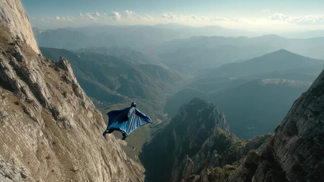 Wingsuit flying over breathtaking mountains in Mexico