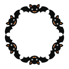 Halloween Bats Circle Frame. Vector illustration