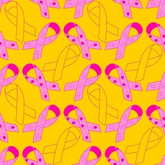 Breast cancer month seamless pink ribbon day mammogram pattern for medical accessories and medicine textiles