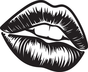 Kiss Me: Capturing the sensual allure and captivating shape of lips in a stylish illustration, highlighting the natural beauty and delicate details of the mouth.