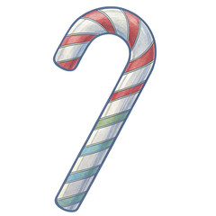 Fototapeta premium Candy cane with red and white stripes on transparent background festive and cheerful holiday decoration