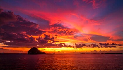 Fototapeta premium Dramatic sunset over the ocean (1)