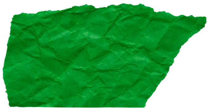 Abstract torn piece of rich green crumpled paper isolated to create collage in bright colors - Powered by Adobe