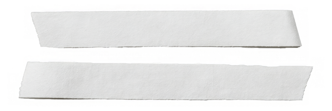 Two white rectangular objects, possibly strips or labels, arranged parallel to each other, with a slight angle.