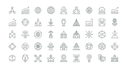 Vector Icons Set of Business Strategy and Global Finance Vector Line Icon Set. EPS Editable