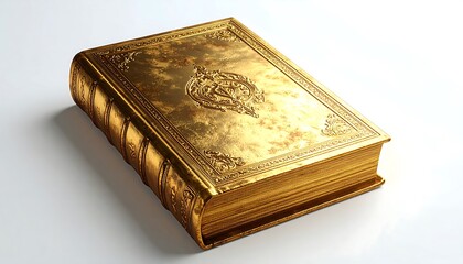Fototapeta premium Intricate Gold Book with Decorative Accents on a Clean Background