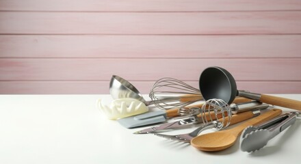 Collection of Assorted Kitchen Utensils for Culinary Preparation and Cooking Tasks