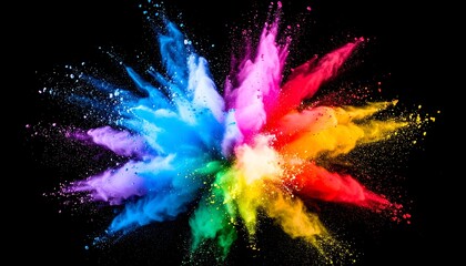 Colorful powder explosion against a black background