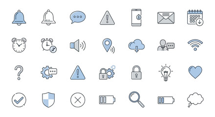 Fototapeta premium Vector Icons Set of Hand drawn sketch style icon set for user interface design and mobile applications. EPS Editable
