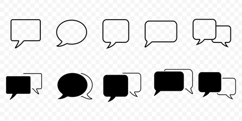 Chat vector icon. Talk bubble speech icon. Blank empty bubbles vector design elements. Text Message icon set in line style. Chat message symbol, Chat speech bubble message sign. Vector