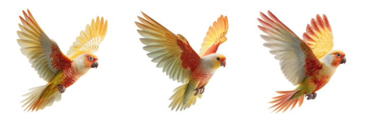 Set of A striking Major Mitchell’s cockatoo soaring gracefully against a pure on transparent png background. Ai generated