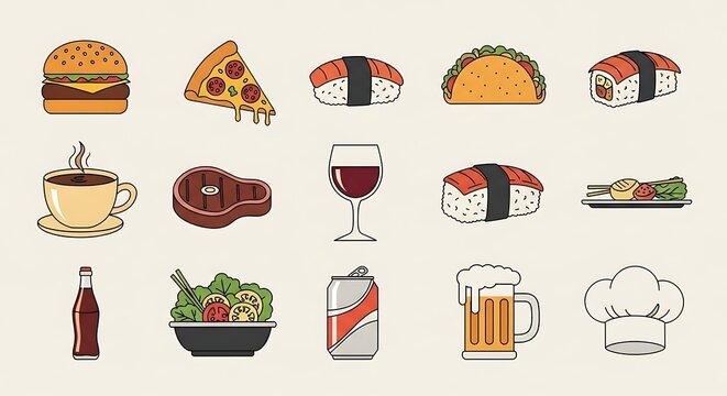 Food and Drinks Icons.