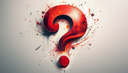 a bold red question mark symbol on white background representing inquiry and uncertainty
