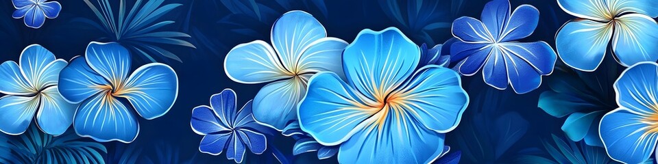 Vertical banner design with elegant blue and red flowers on a light background, decorative floral composition perfect for invitations, posters, and digital design projects