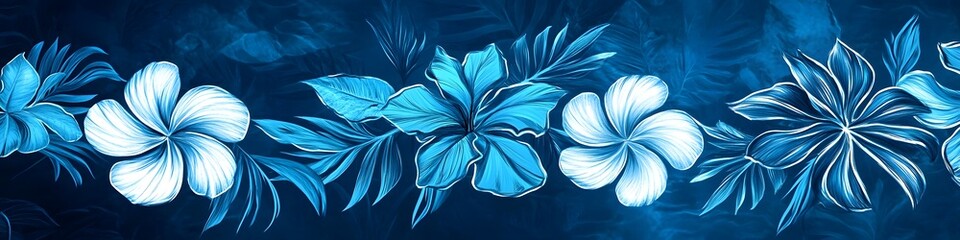 Vertical banner design with elegant blue and red flowers on a light background, decorative floral composition perfect for invitations, posters, and digital design projects