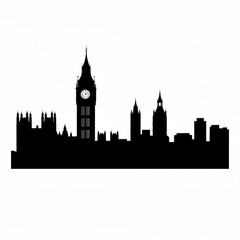Silhouette of london skyline featuring big ben and various other buildings on a white background view created with generative ai