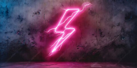 
The contrast of a bright neon pink lightning bolt on a textured grungy wall illustrates an urban, edgy vibe


