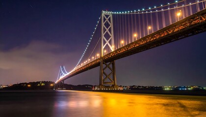 Fototapeta premium Illuminated elegance of the Bay Bridge at twilight, spanning across water