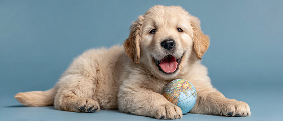 Eco Puppy with Mini Globe — Earth Day Vet or Pet Store Banner