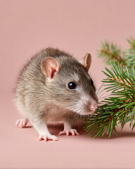 Lunar New Year Rat Banner — Minimal Pink Background with Left Copy Space