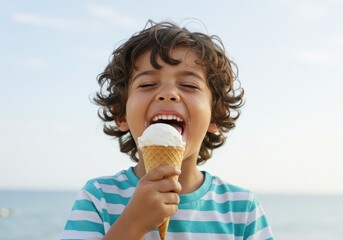 Happy child enjoying ice cream