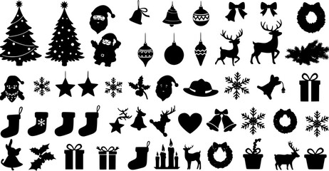 Christmas season elements silhouette | Big Set icons | EPS 10
