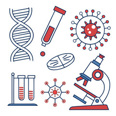 Science and medical research icons