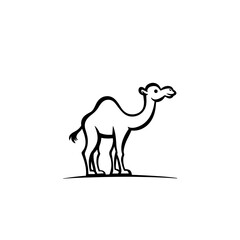 camel. camel simple black and white line art vector logo