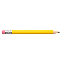 High-Resolution Image of a Classic Yellow Pencil with Eraser, office, education 
