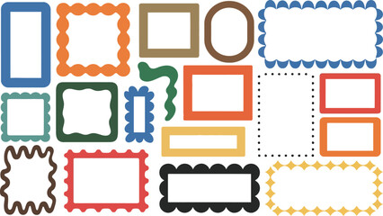 Obraz premium Collection of colorful, decorative frames in various shapes and sizes, perfect for design projects.