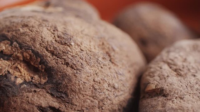 Black and White chunos potatoes from Peru, chuno food from potato, bolivian peruvian traditional dish. 