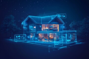 house on the night sky