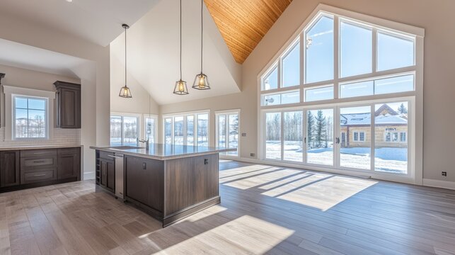 This snapshot from the kitchen renovation process reveals an unfinished island and the bare floor.