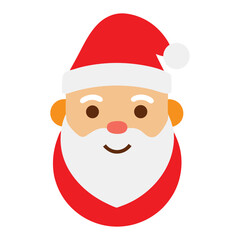 Simple flat design illustration of santa claus face with red hat