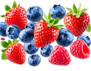 Fresh berries in mid-air