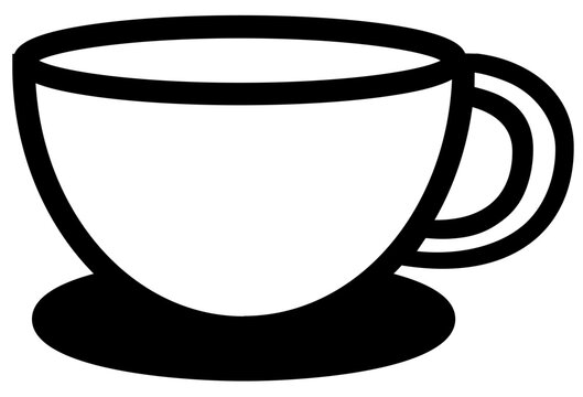 Simple Black Outline Cup Isolated Illustration for Coffee or Tea