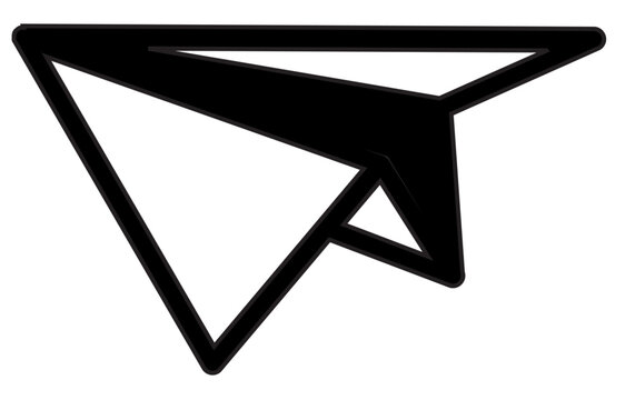 Minimalist Outline Paper Plane Symbol Graphic Shape Single Icon Isolated