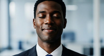 Fototapeta premium Portrait of a Calm and Confident African American Businessman
