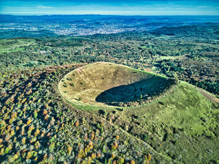 Volcanic landscape in Parc naturel régional des Volcans d'Auvergne (France)