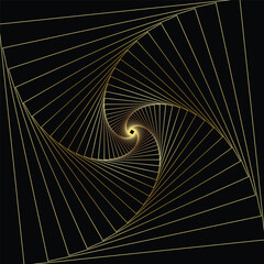 Gold abstract waves background. Golden curve lines vector illustration isolated on black. Luxury glitter shiny swirl pattern. Elegant modern fashion design element