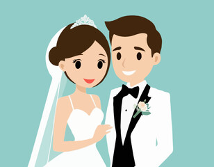 Bride and Groom Vector Illustration Set
