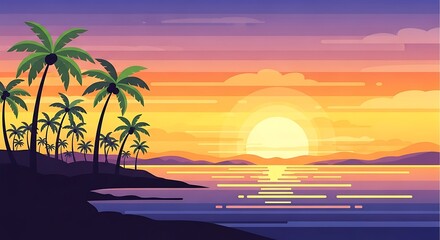 Naklejka premium Tropical Sunset Landscape.